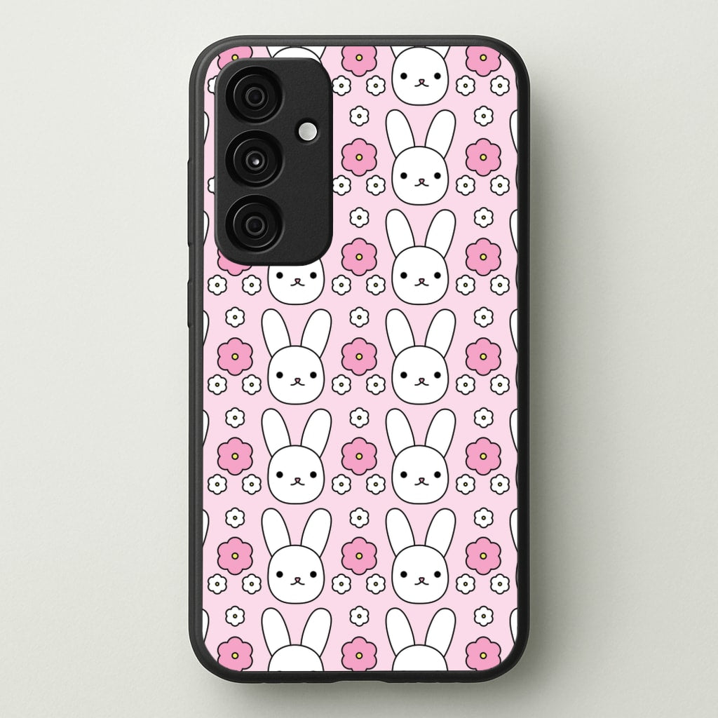 Bunnies And Flowers Pattern - Easter Phone Case for Galaxy A35
