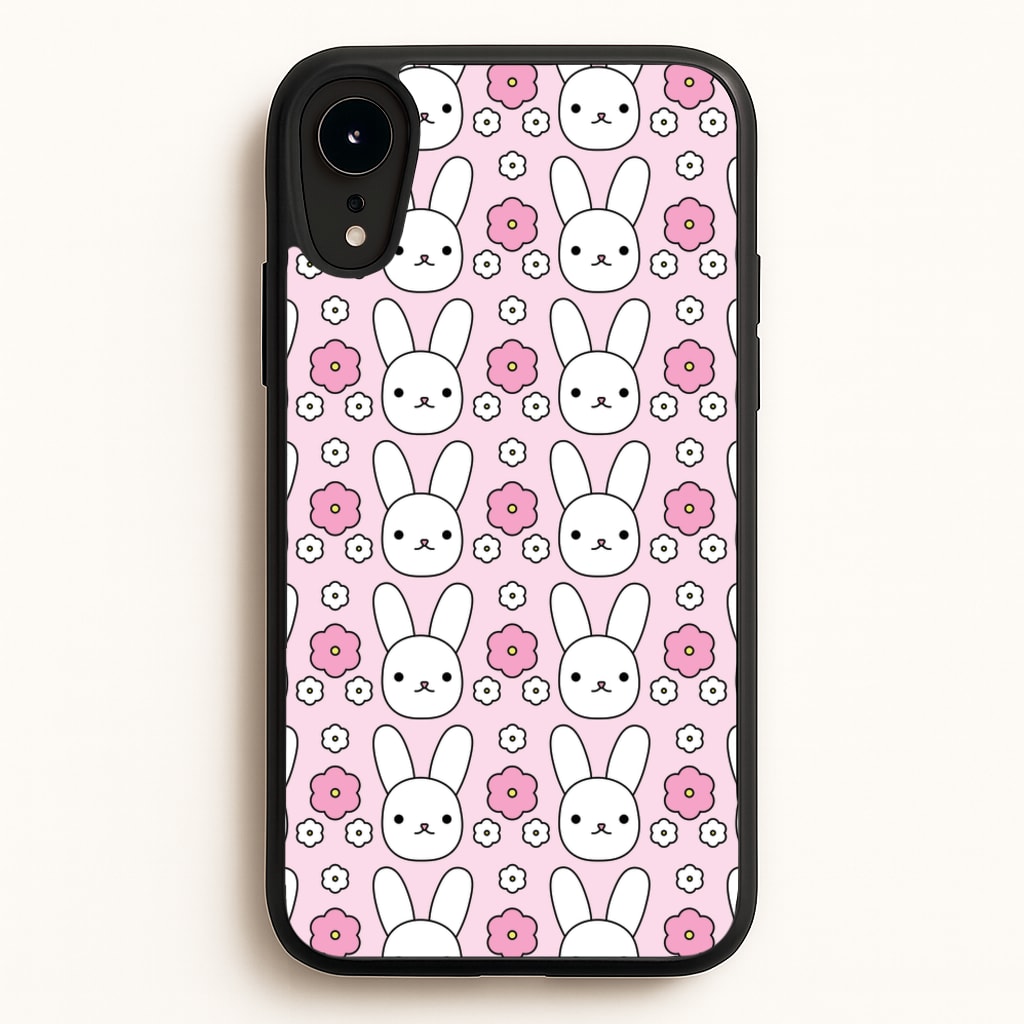Bunnies And Flowers Pattern - Easter Phone Case for iPhone XR