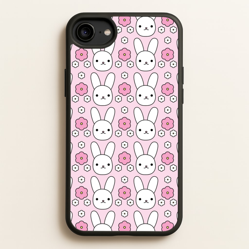 Bunnies And Flowers Pattern - Easter Phone Case for iPhone 6 / 7 / 8 / SE
