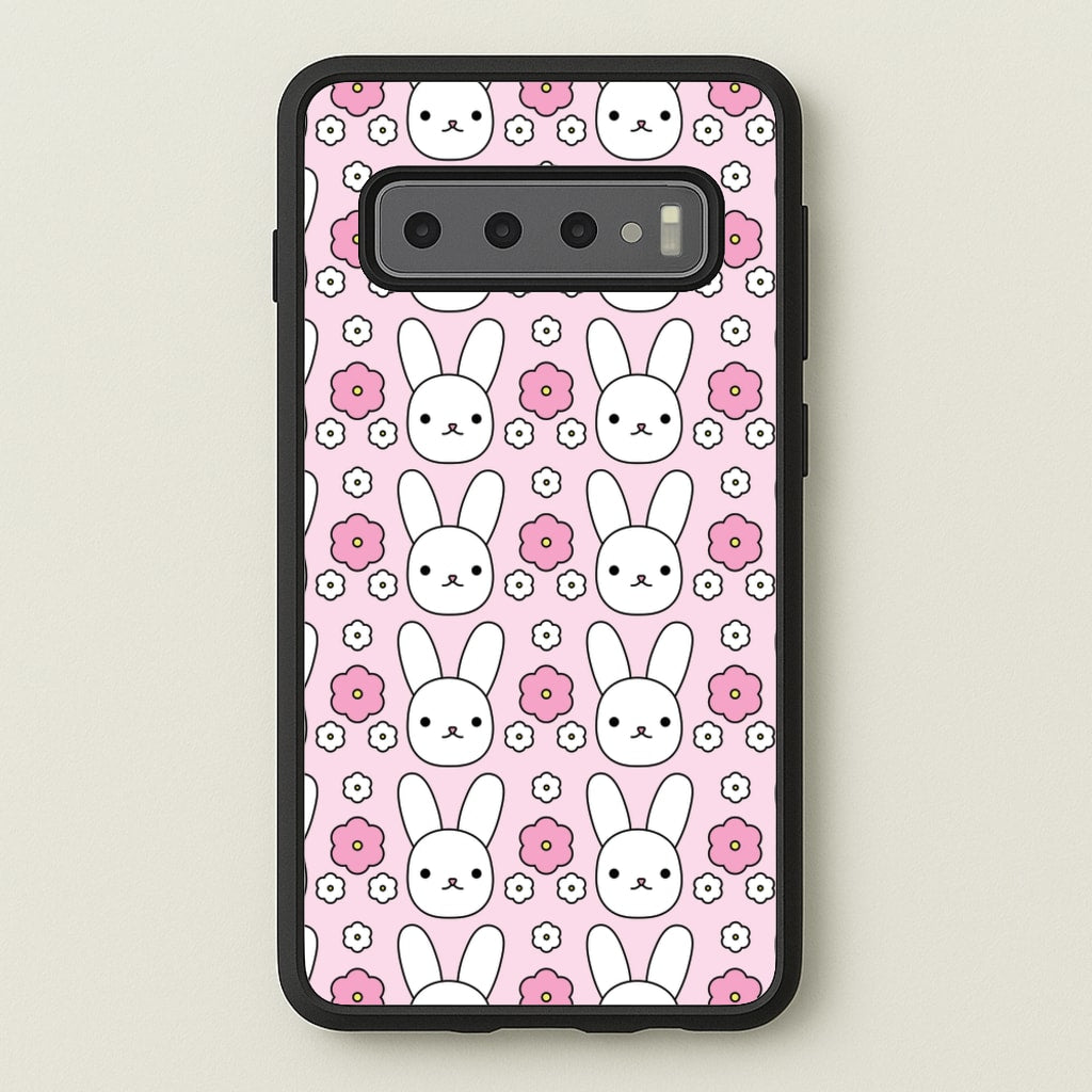 Bunnies And Flowers Pattern - Easter Phone Case for Galaxy S10