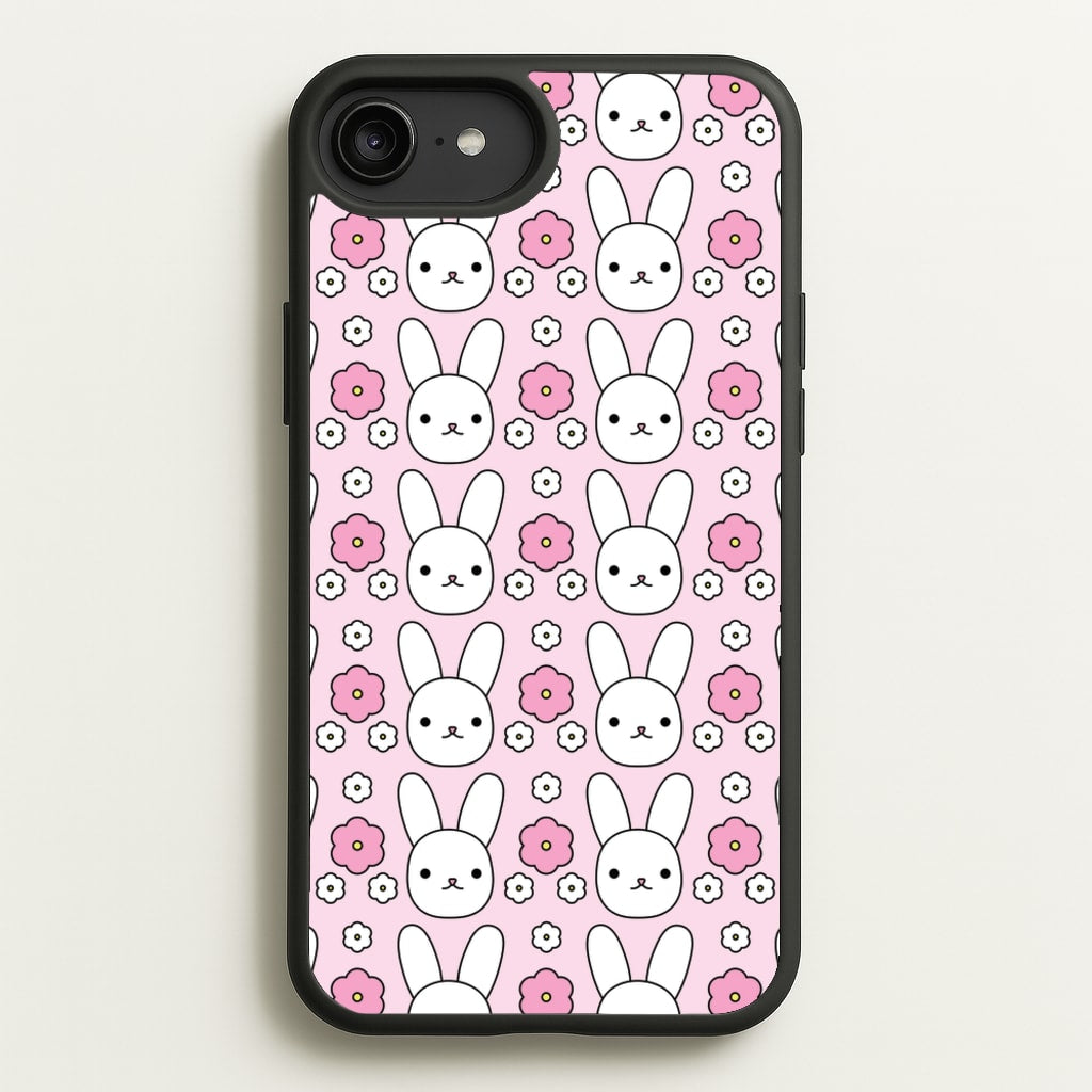 Bunnies And Flowers Pattern - Easter Phone Case for iPhone 6 Plus / 7 Plus / 8 Plus