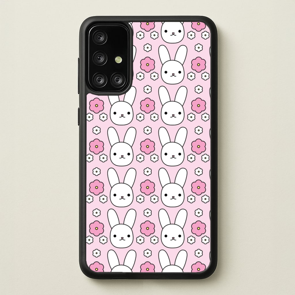 Bunnies And Flowers Pattern - Easter Phone Case for Galaxy A71