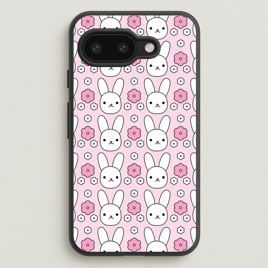 Bunnies And Flowers Pattern - Easter Phone Case for Google Pixel 9a