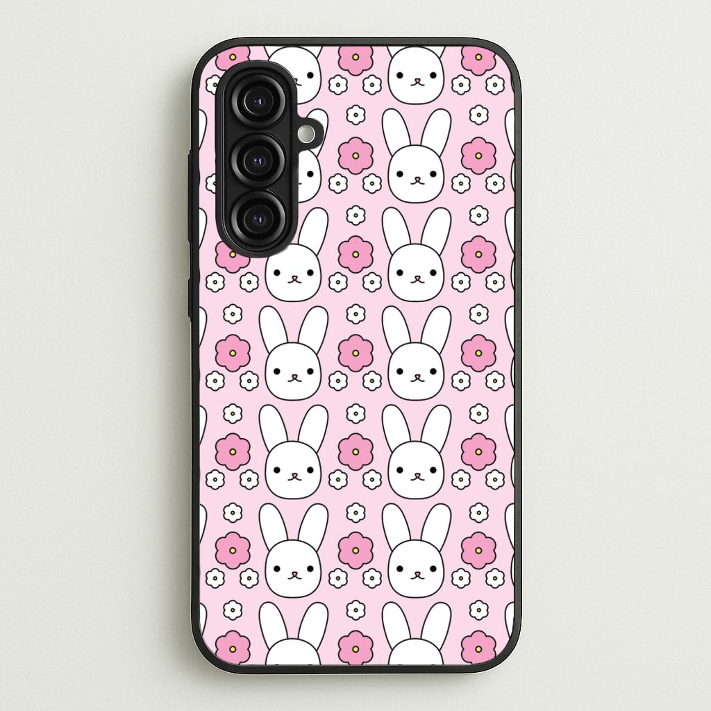 Bunnies And Flowers Pattern - Easter Phone Case for Galaxy A16