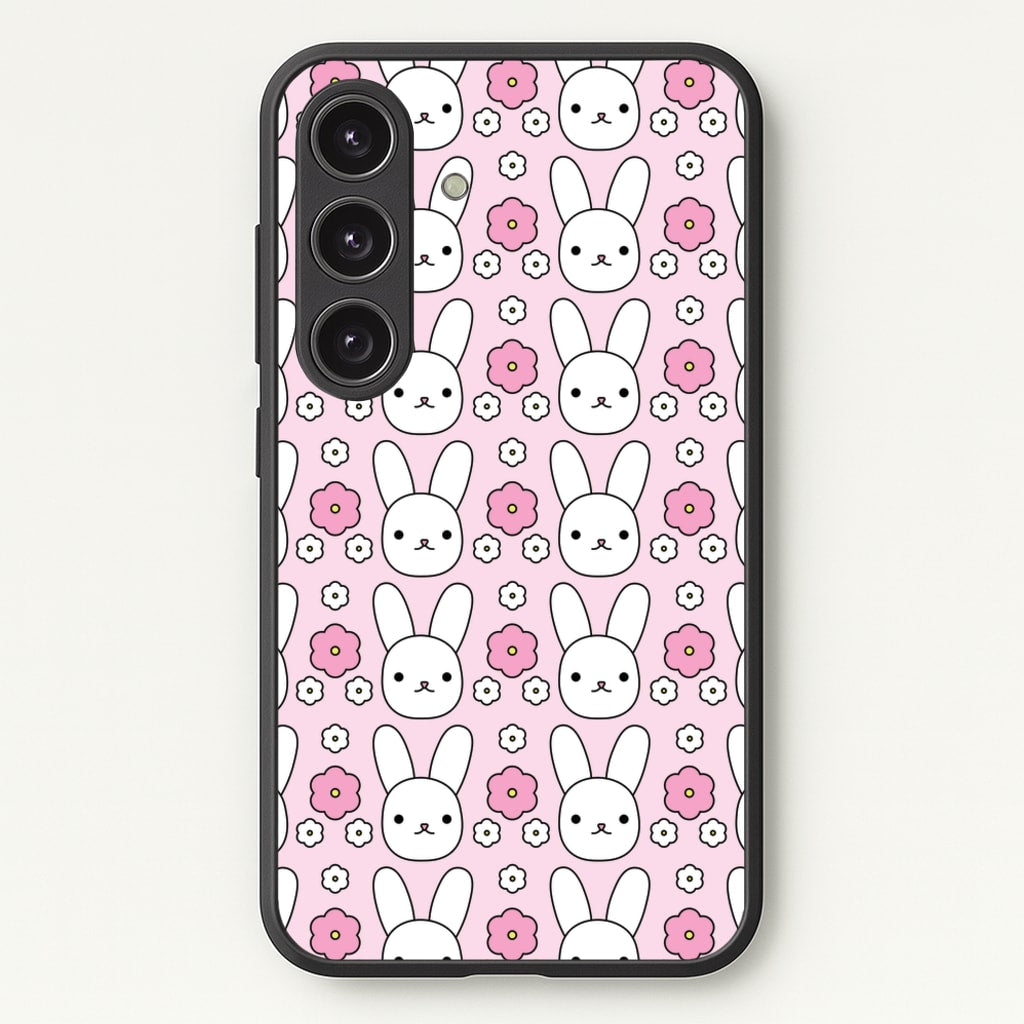 Bunnies And Flowers Pattern - Easter Phone Case for Galaxy S25 Plus