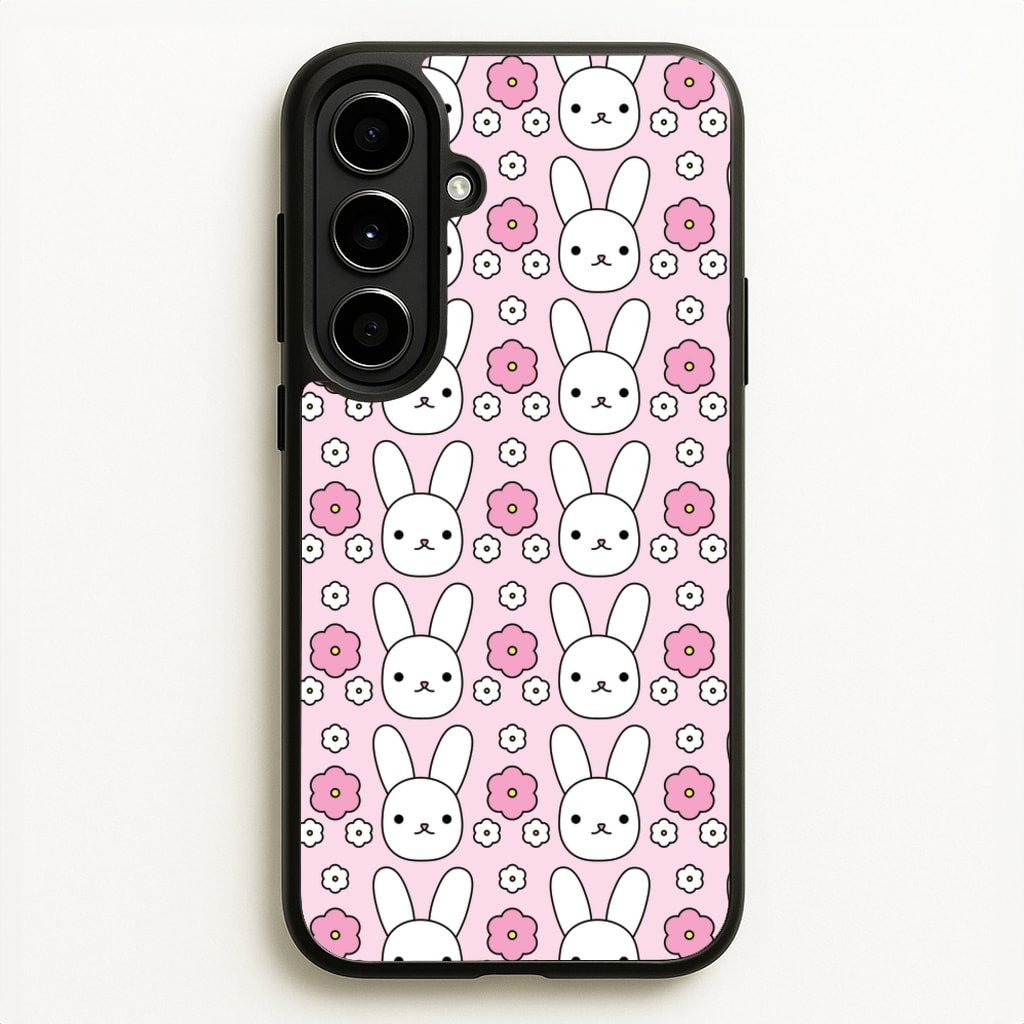 Bunnies And Flowers Pattern - Easter Phone Case for Galaxy A56
