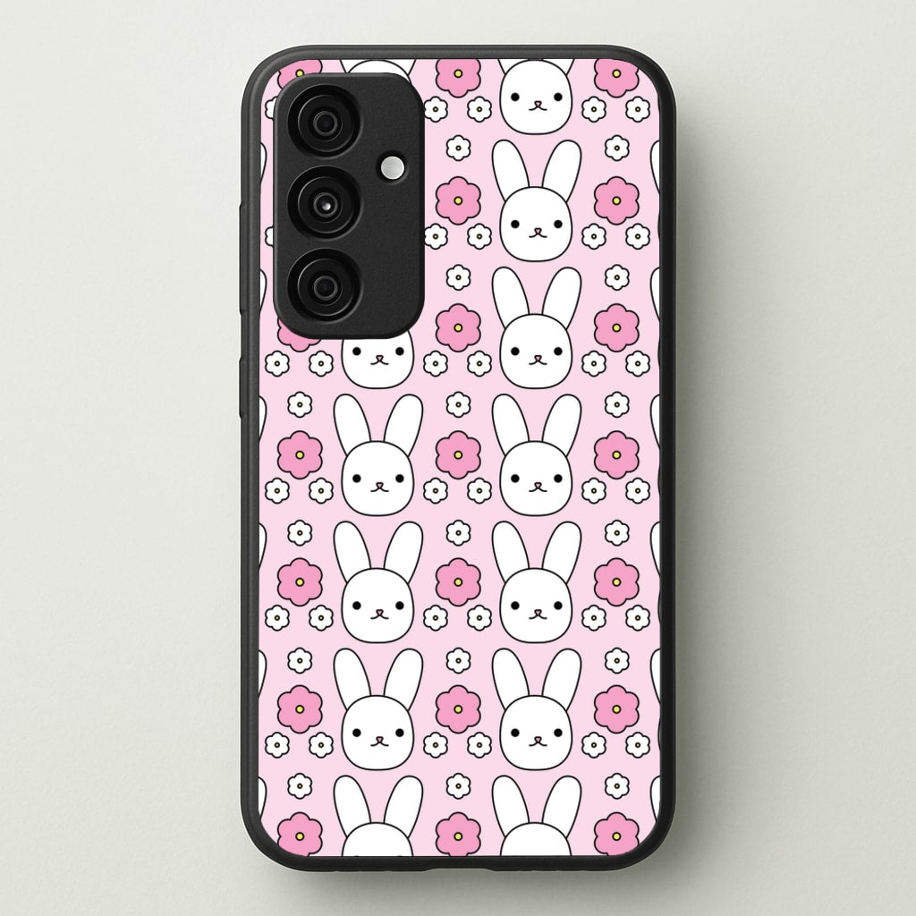 Bunnies And Flowers Pattern - Easter Phone Case for Galaxy A55
