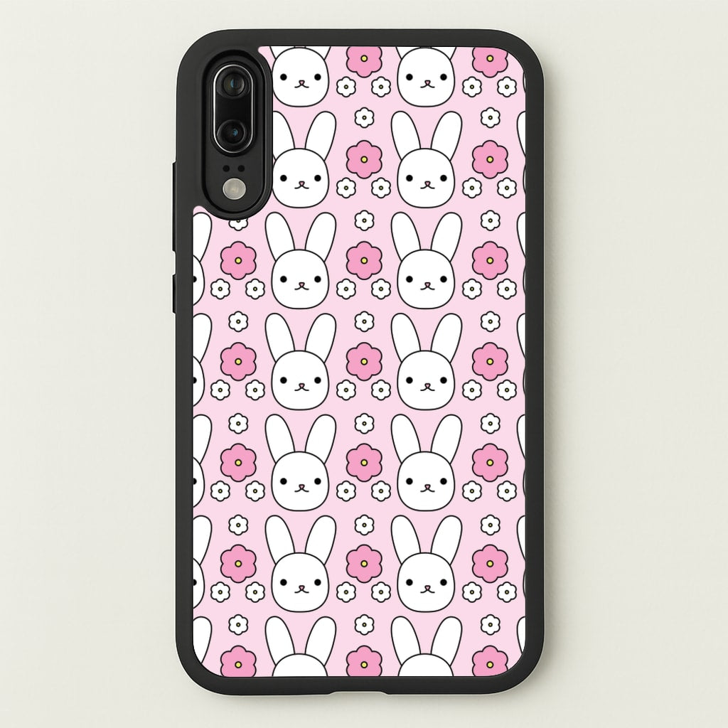 Bunnies And Flowers Pattern - Easter Phone Case for Huawei P20