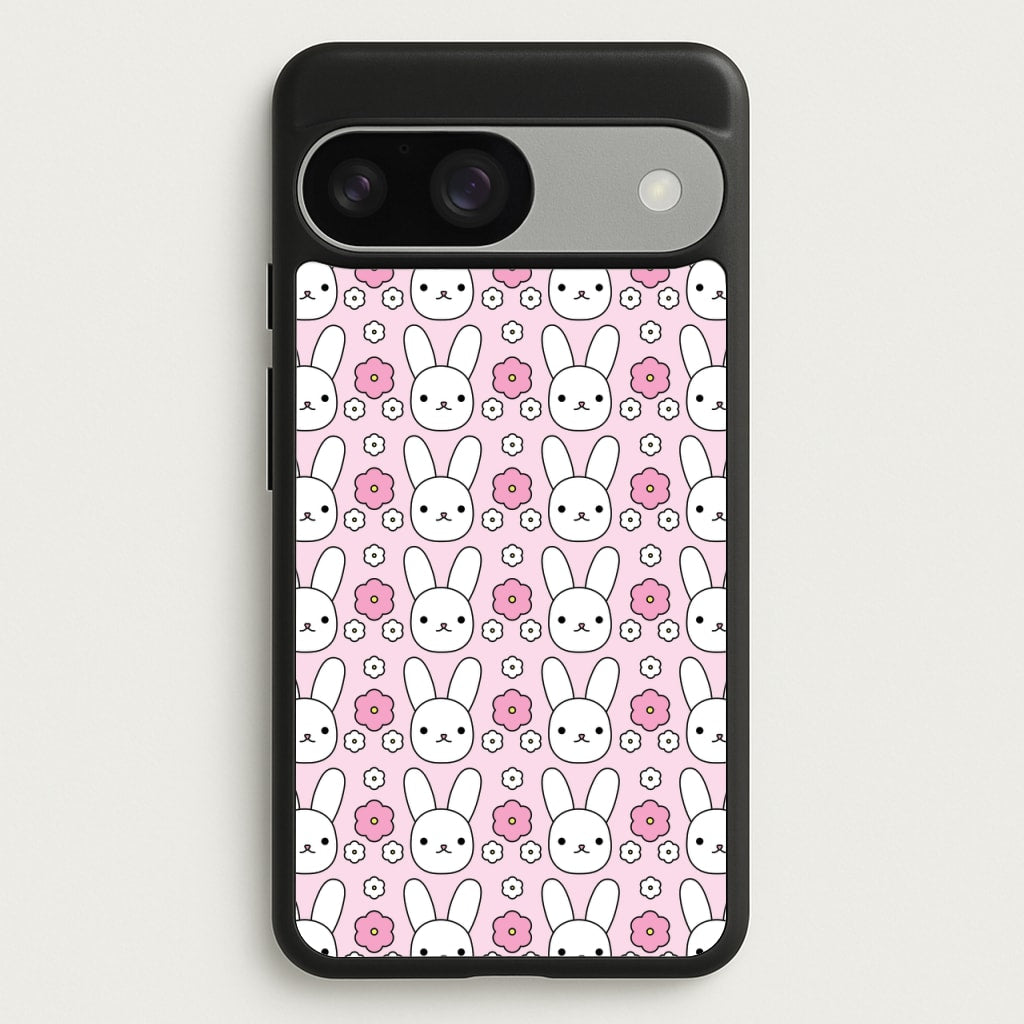 Bunnies And Flowers Pattern - Easter Phone Case for Google Pixel 9 / 9 Pro