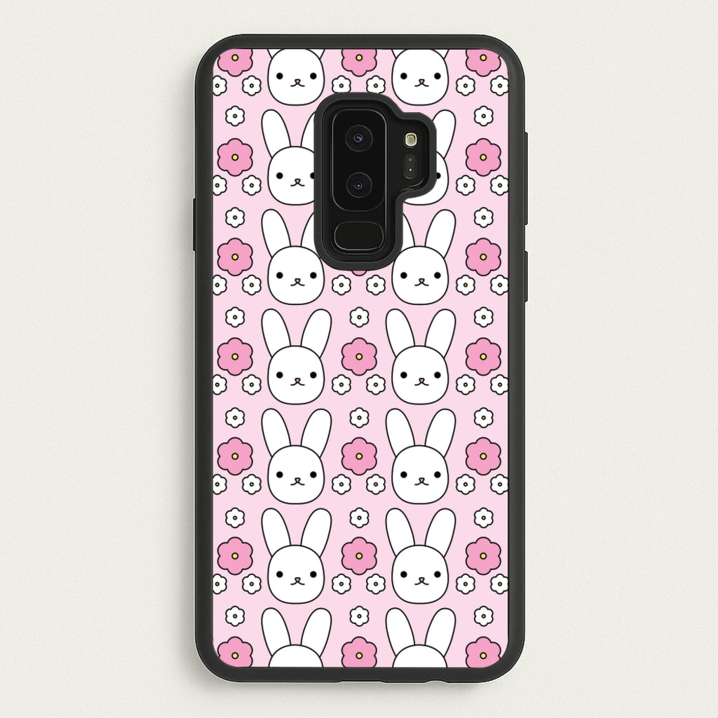 Bunnies And Flowers Pattern - Easter Phone Case for Galaxy S9 Plus