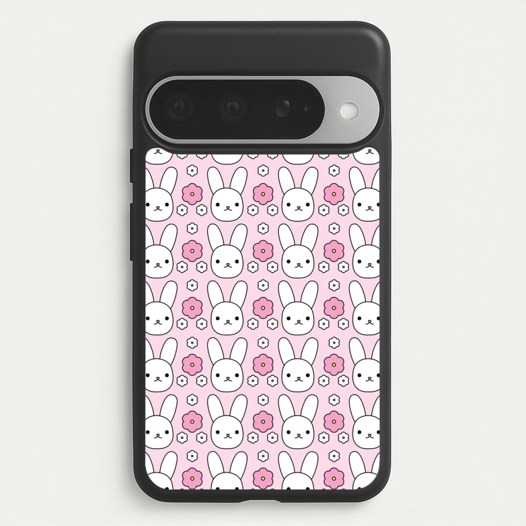 Bunnies And Flowers Pattern Phone Case for Google Pixel 10 Pro XL