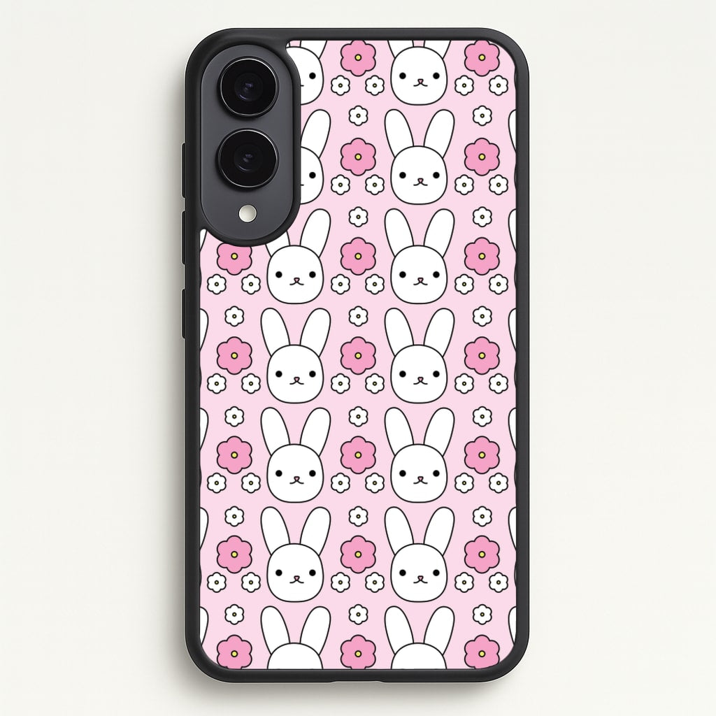 Bunnies And Flowers Pattern - Easter Phone Case for Galaxy S25 Edge