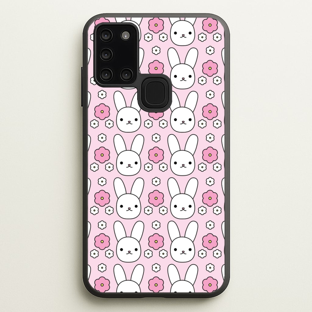 Bunnies And Flowers Pattern - Easter Phone Case for Galaxy A21s