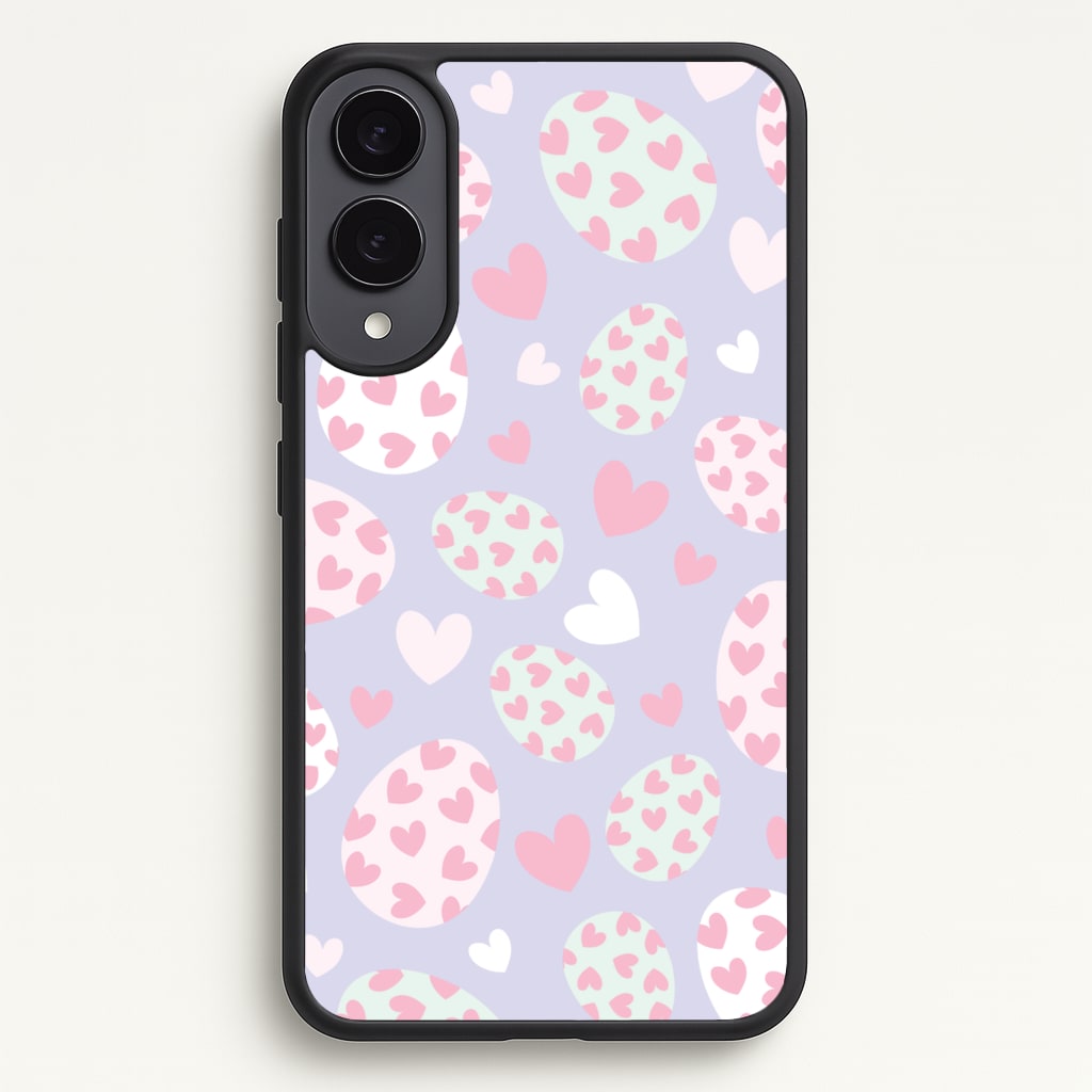 Heart Easter Eggs Pattern - Easter Phone Case for Galaxy S25 Edge