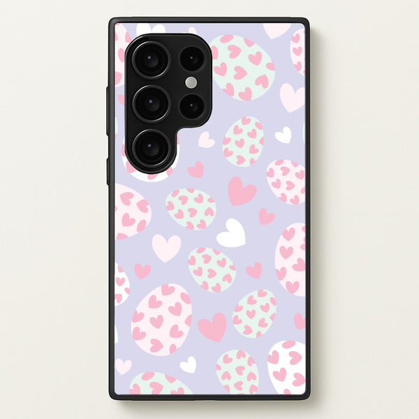 Heart Easter Eggs Pattern - Easter Phone Case for Galaxy S24 Ultra