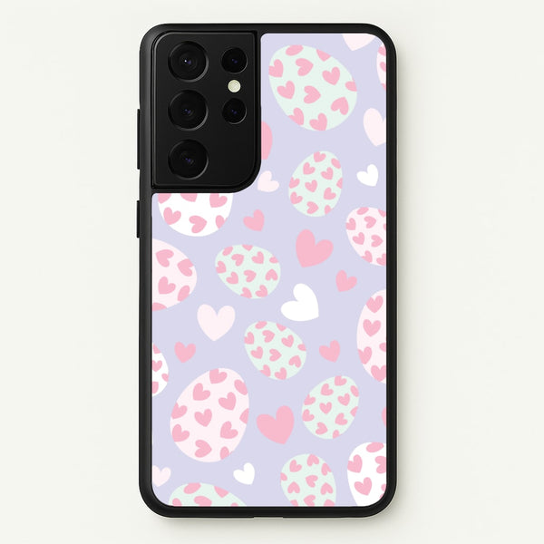 Heart Easter Eggs Pattern - Easter Phone Case for Galaxy S21 Ultra