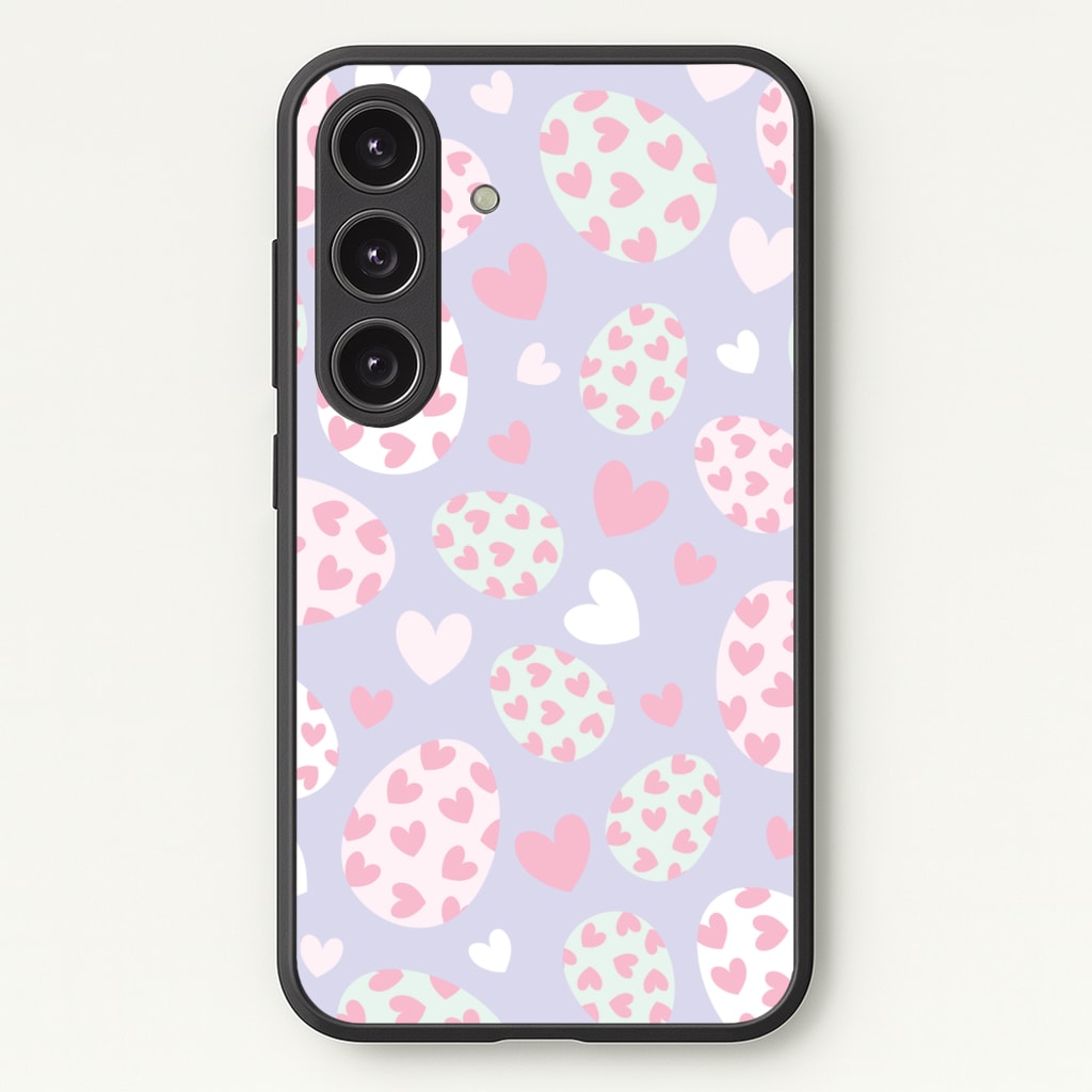 Heart Easter Eggs Pattern - Easter Phone Case for Galaxy S24 Plus