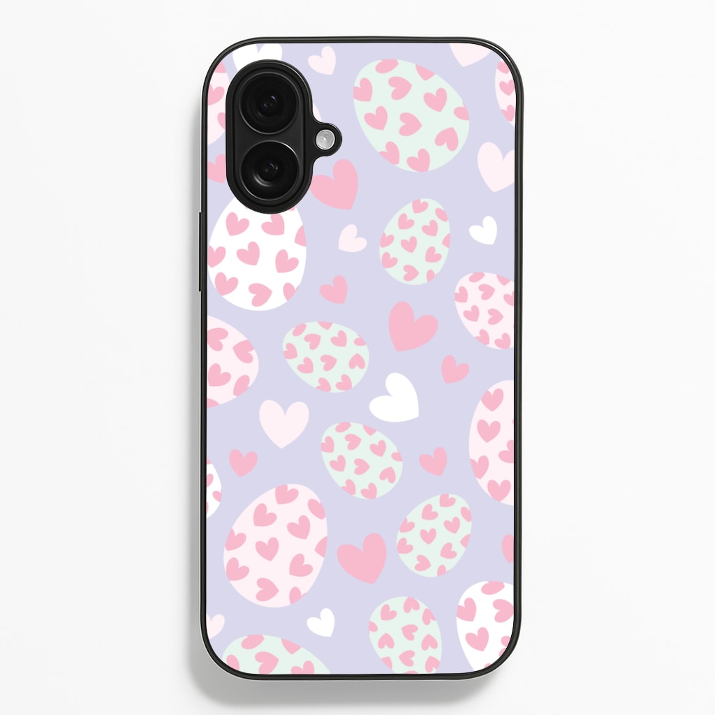 Heart Easter Eggs Pattern - Easter Phone Case for iPhone 16 Plus