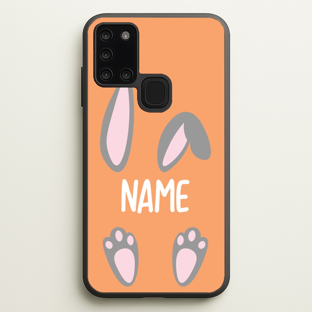 Grey Bunny Personalised - Easter Phone Case for Galaxy A21s