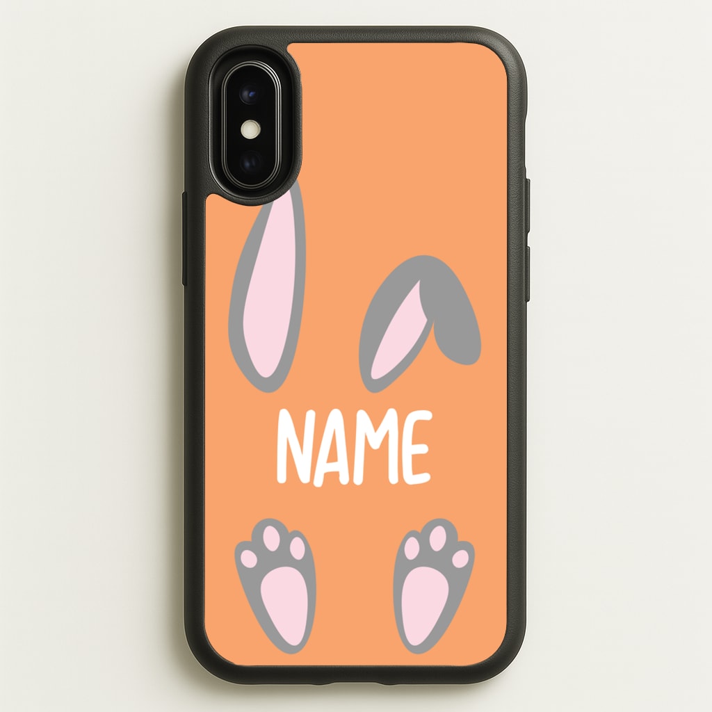 Grey Bunny Personalised - Easter Phone Case for iPhone X / XS