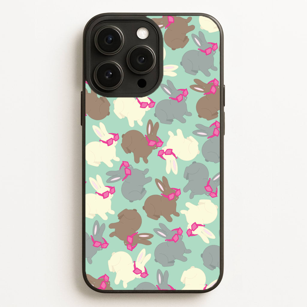 Bunny With Glasses Pattern - Easter Phone Case for iPhone 16 Pro Max