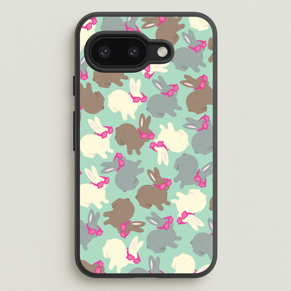 Bunny With Glasses Pattern - Easter Phone Case for Google Pixel 9a