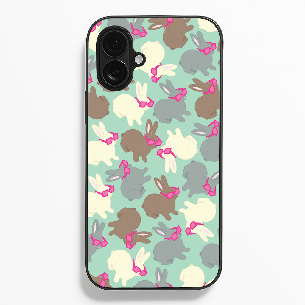 Bunny With Glasses Pattern - Easter Phone Case for iPhone 16 Plus