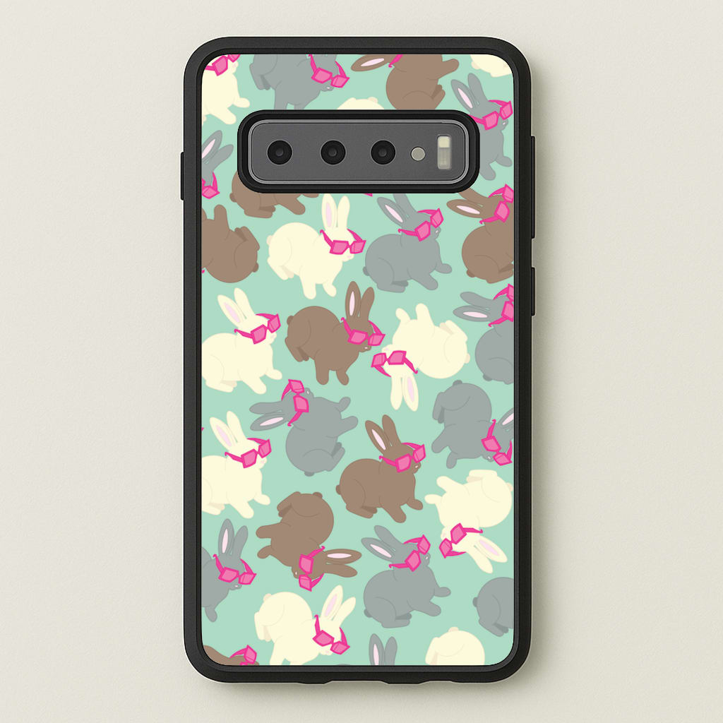 Bunny With Glasses Pattern - Easter Phone Case for Galaxy S10 Plus