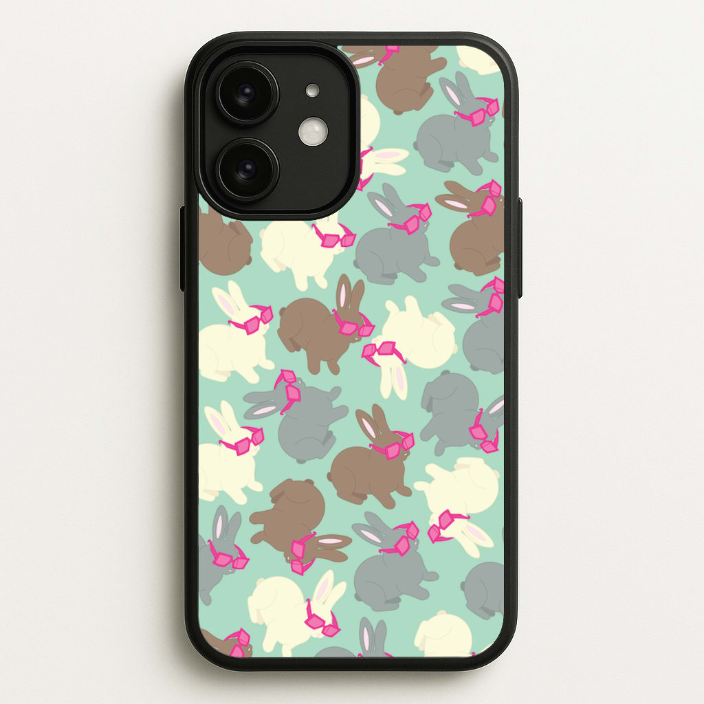 Bunny With Glasses Pattern - Easter Phone Case for iPhone 11