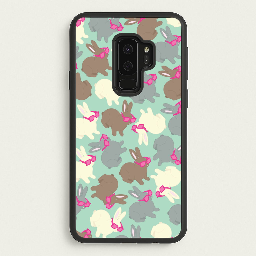 Bunny With Glasses Pattern - Easter Phone Case for Galaxy S9 Plus