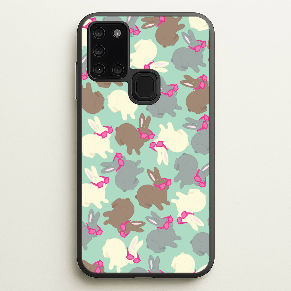 Bunny With Glasses Pattern - Easter Phone Case for Galaxy A21s