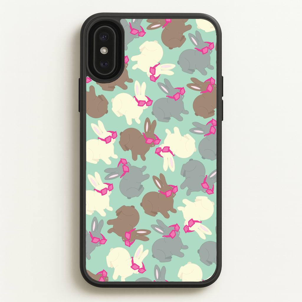 Bunny With Glasses Pattern - Easter Phone Case for iPhone XS Max