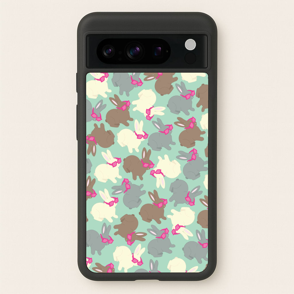 Bunny With Glasses Pattern - Easter Phone Case for Google Pixel 8 Pro