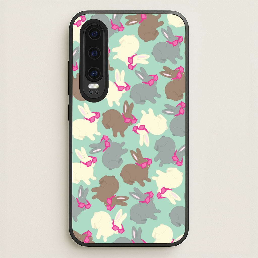 Bunny With Glasses Pattern - Easter Phone Case for Huawei P30