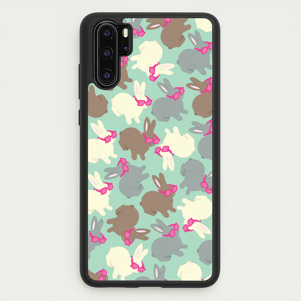 Bunny With Glasses Pattern - Easter Phone Case for Huawei P30 Pro