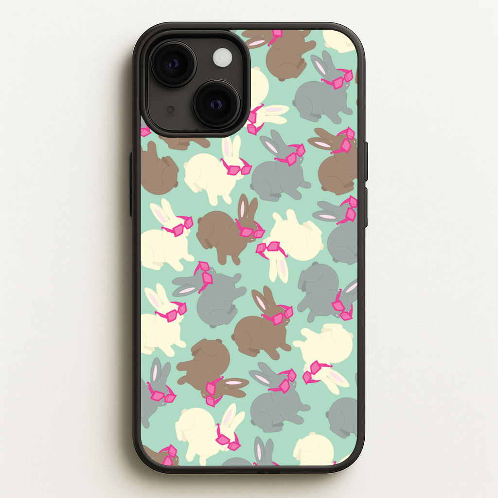 Bunny With Glasses Pattern - Easter Phone Case for iPhone 13