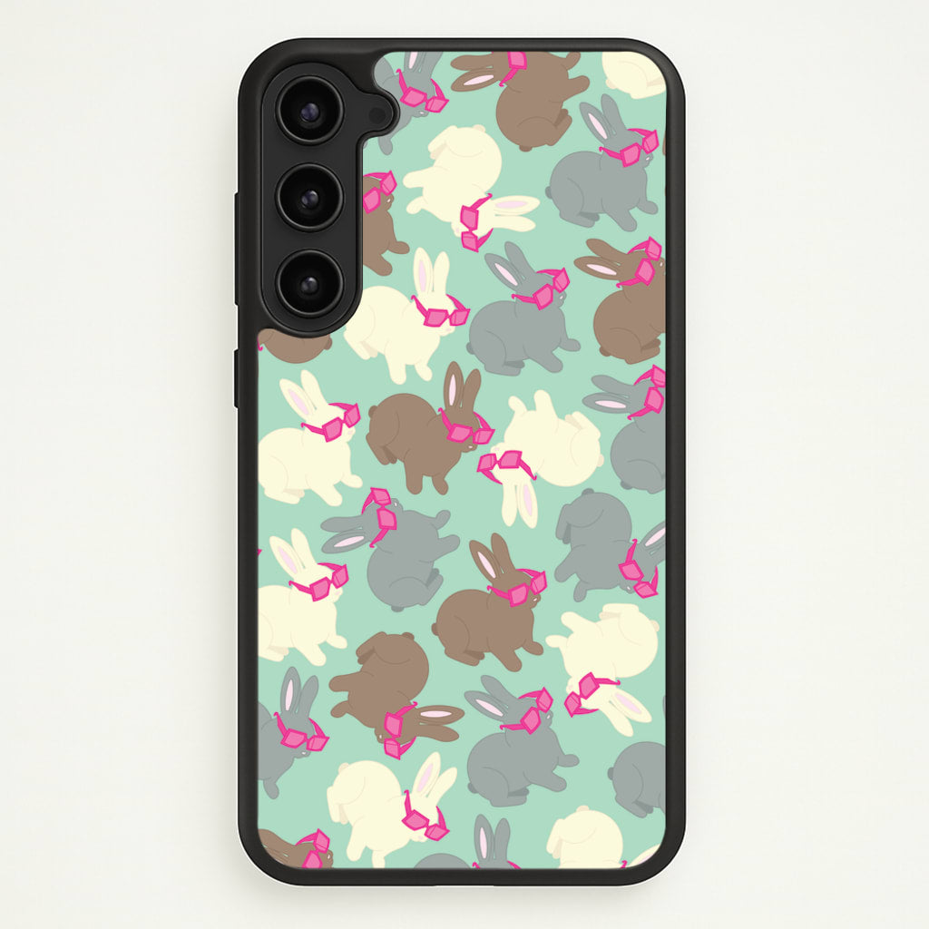 Bunny With Glasses Pattern - Easter Phone Case for Galaxy S23 Plus