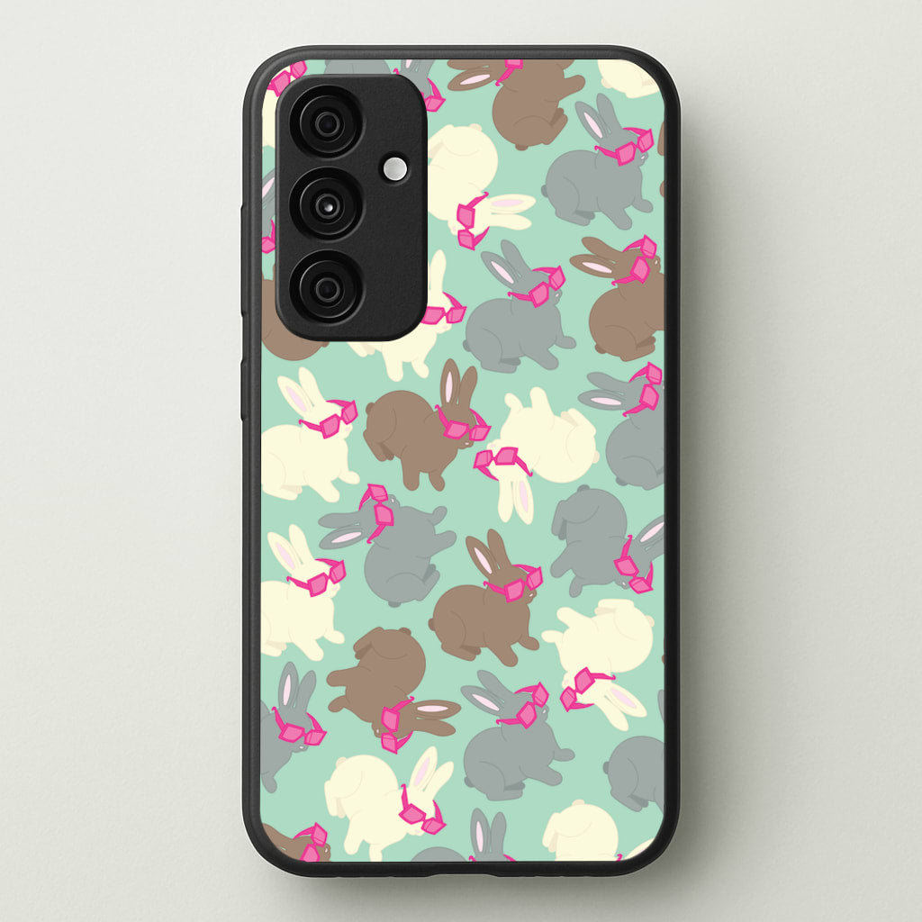 Bunny With Glasses Pattern - Easter Phone Case for Galaxy A35
