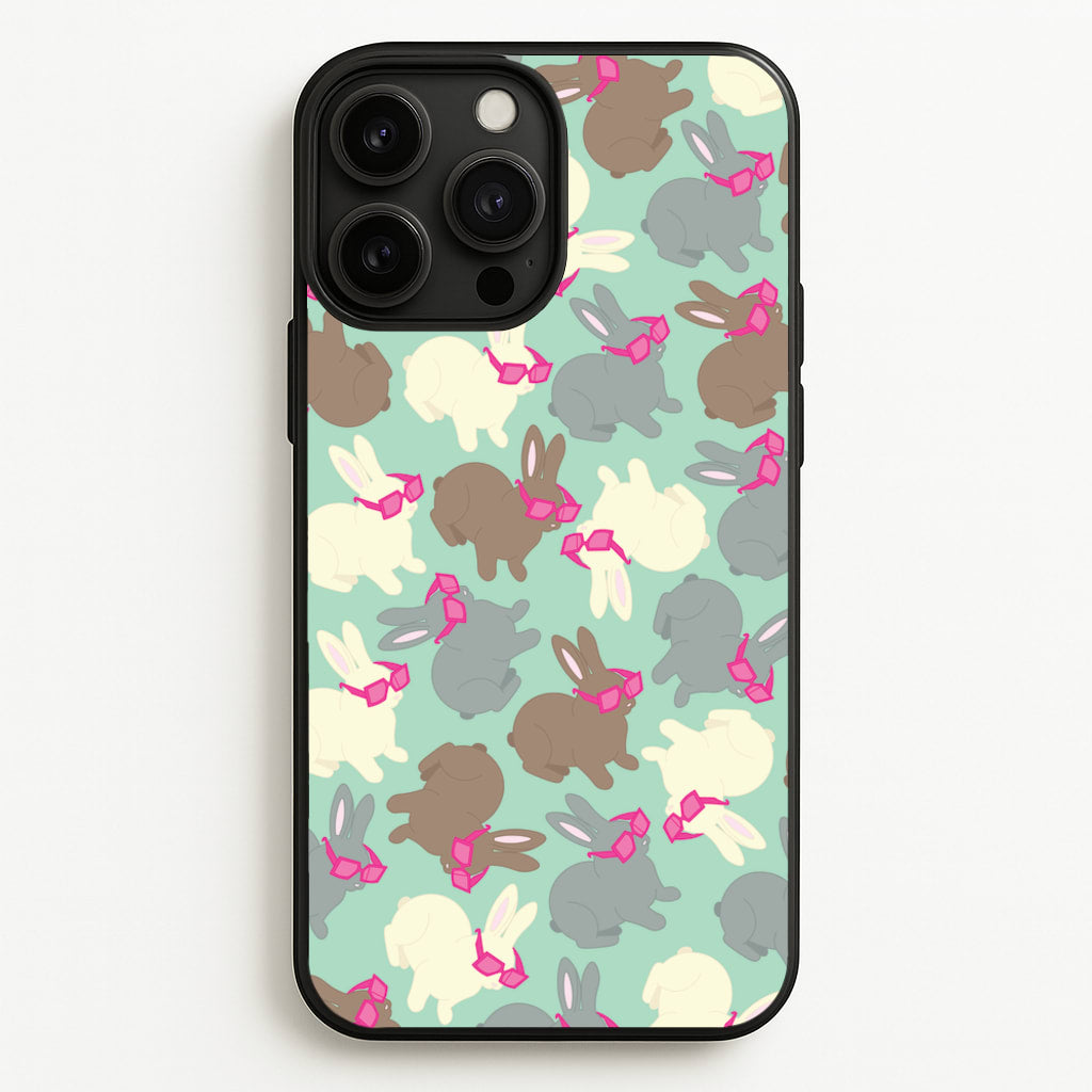 Bunny With Glasses Pattern - Easter Phone Case for iPhone 13 Pro Max