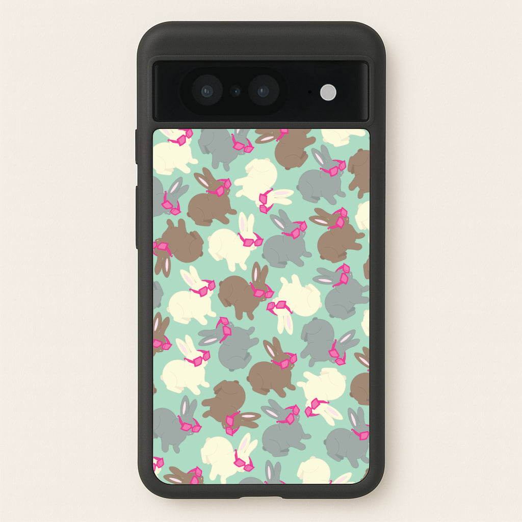 Bunny With Glasses Pattern - Easter Phone Case for Google Pixel 8