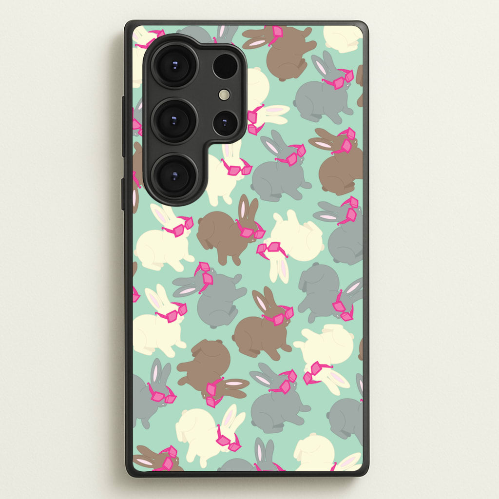 Bunny With Glasses Pattern - Easter Phone Case for Galaxy S25 Ultra