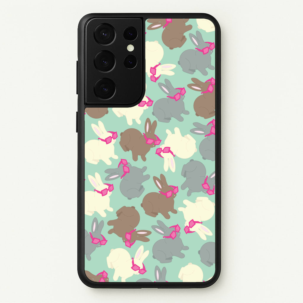 Bunny With Glasses Pattern - Easter Phone Case for Galaxy S21 Ultra
