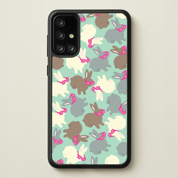 Bunny With Glasses Pattern - Easter Phone Case for Galaxy A71