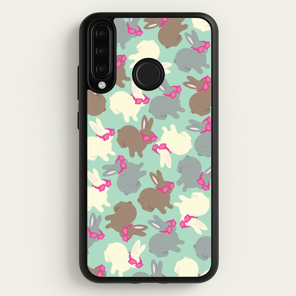 Bunny With Glasses Pattern - Easter Phone Case for Huawei P30 Lite