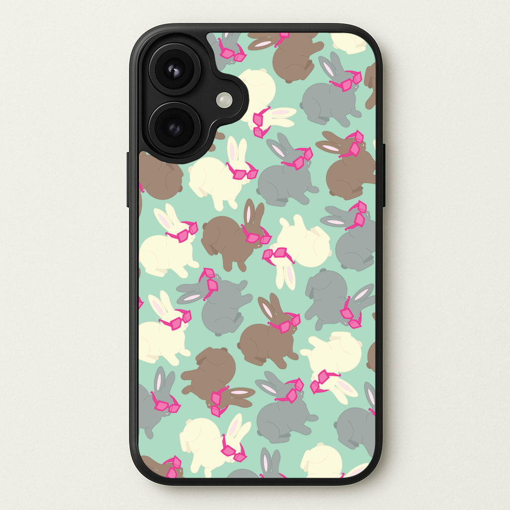 Bunny With Glasses Pattern Phone Case for iPhone 17