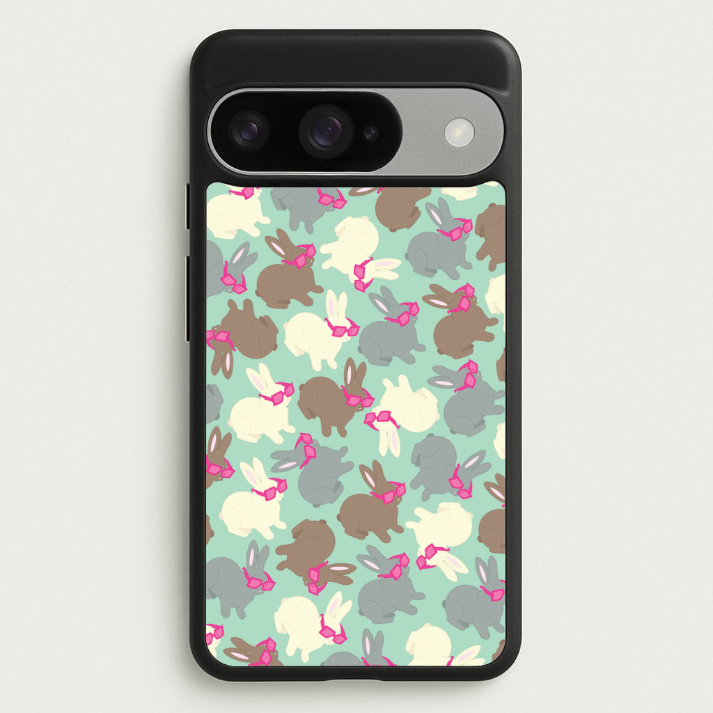 Bunny With Glasses Pattern Phone Case for Google Pixel 10 / 10 Pro