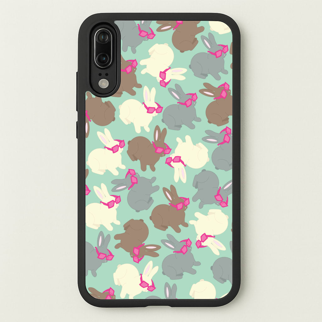 Bunny With Glasses Pattern - Easter Phone Case for Huawei P20