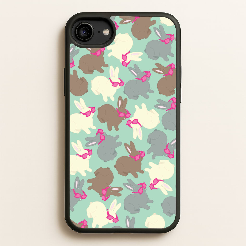 Bunny With Glasses Pattern - Easter Phone Case for iPhone 6 / 7 / 8 / SE
