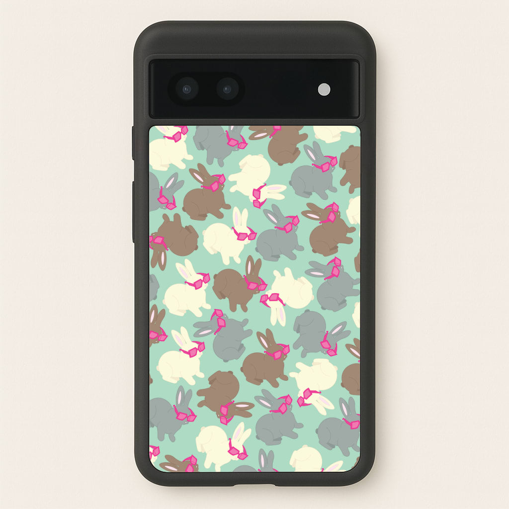 Bunny With Glasses Pattern - Easter Phone Case for Google Pixel 6a