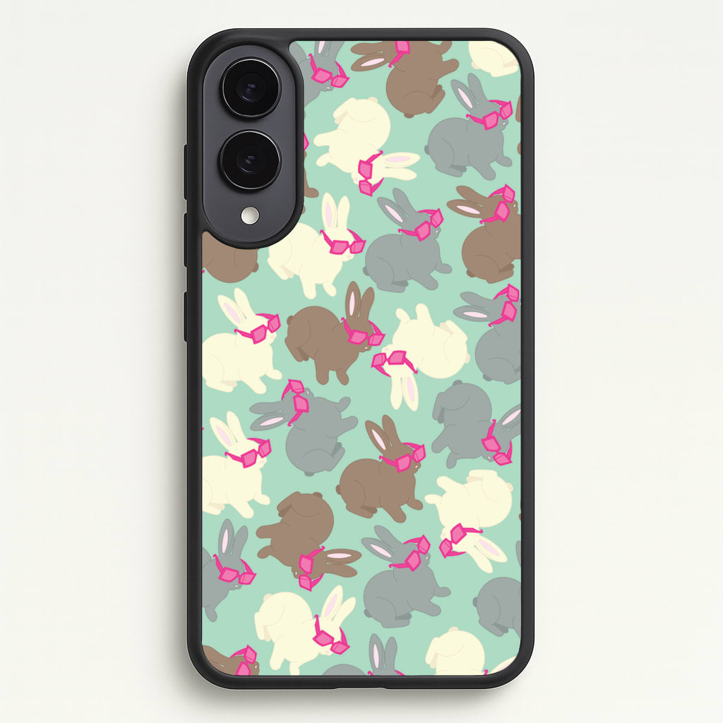Bunny With Glasses Pattern - Easter Phone Case for Galaxy S25 Edge
